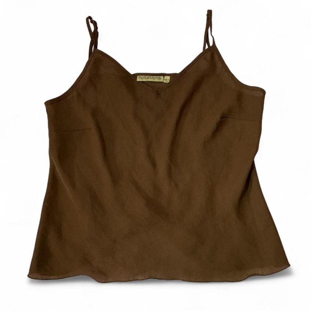 Brown Cami Top V Neck Sleeveless Lined‎ Tank Top
